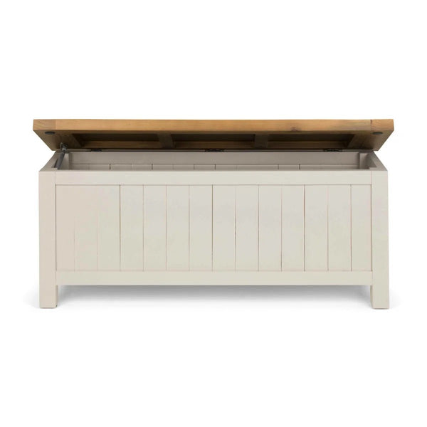 Julian Bowen Aspen Storage Bench Grey Wash Reclaimed Pine Hallway Seat - Sleek Furniture