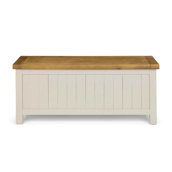 Julian Bowen Aspen Storage Bench Grey Wash Reclaimed Pine Hallway Seat - Sleek Furniture