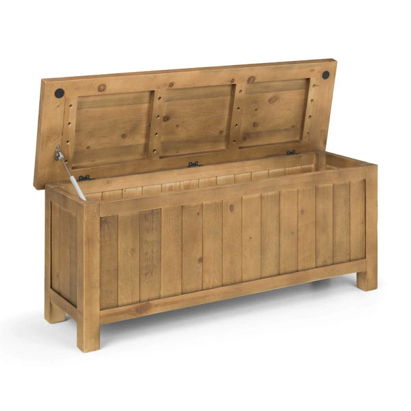 Julian Bowen Aspen Storage Bench Rustic Wooden Hallway Seat with Storage - Sleek Furniture
