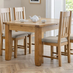 Julian Bowen Astoria Extending Dining Table – Solid White Oak & Oak Veneer, Waxed Oak Finish, 40cm Butterfly Extension, Traditional Wooden Dining Table - Sleek Furniture