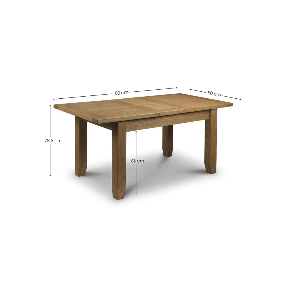 Julian Bowen Astoria Extending Dining Table – Solid White Oak & Oak Veneer, Waxed Oak Finish, 40cm Butterfly Extension, Traditional Wooden Dining Table - Sleek Furniture