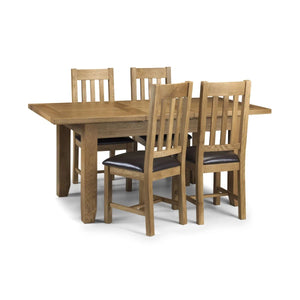 Julian Bowen Astoria Extending Dining Table – Solid White Oak & Oak Veneer, Waxed Oak Finish, 40cm Butterfly Extension, Traditional Wooden Dining Table - Sleek Furniture