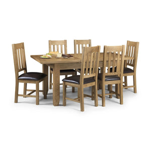 Julian Bowen Astoria Extending Dining Table – Solid White Oak & Oak Veneer, Waxed Oak Finish, 40cm Butterfly Extension, Traditional Wooden Dining Table - Sleek Furniture