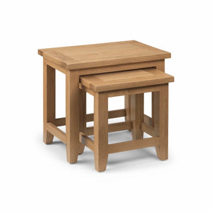 Julian Bowen Astoria Nest of 2 Oak Side Tables, Solid White Oak & Veneered Finish - Sleek Furniture