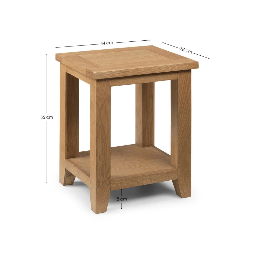 Julian Bowen Astoria Oak Lamp Table with Waxed Finish, Solid Wood Side Table - Sleek Furniture