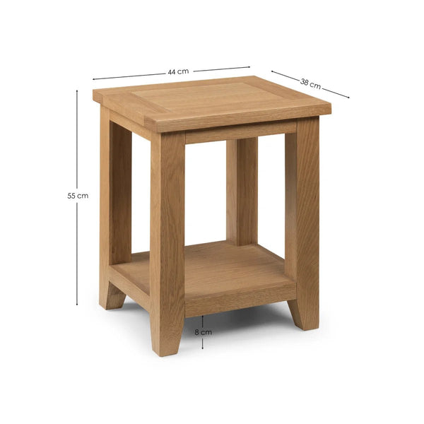 Julian Bowen Astoria Oak Lamp Table with Waxed Finish, Solid Wood Side Table - Sleek Furniture