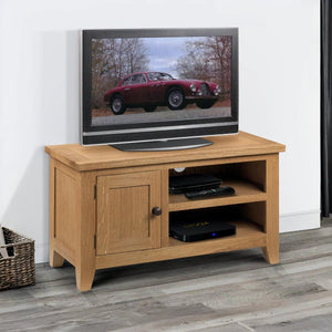 Julian Bowen Astoria Oak TV Unit with Storage Cupboard & Media Shelves - Sleek Furniture