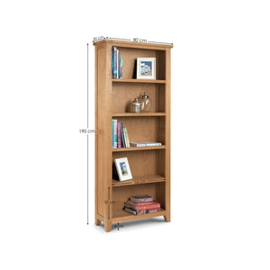 Julian Bowen Astoria Tall Oak Bookcase with 5 Shelves Storage Unit - Sleek Furniture