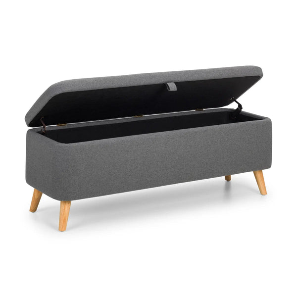 Julian Bowen Astrid Grey Linen Blanket Storage Box with Soft Close Lid - Sleek Furniture
