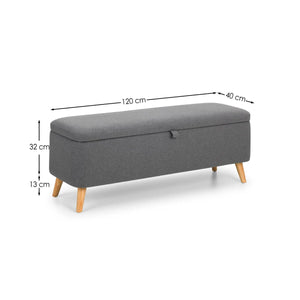 Julian Bowen Astrid Grey Linen Blanket Storage Box with Soft Close Lid - Sleek Furniture