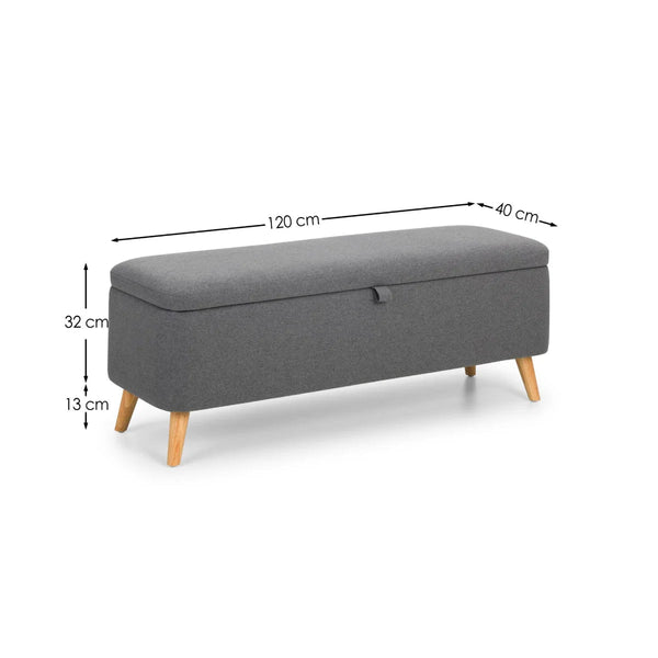 Julian Bowen Astrid Grey Linen Blanket Storage Box with Soft Close Lid - Sleek Furniture