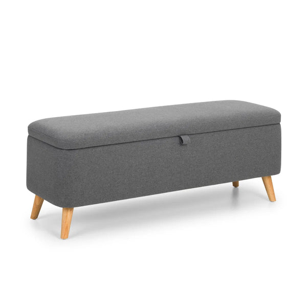 Julian Bowen Astrid Grey Linen Blanket Storage Box with Soft Close Lid - Sleek Furniture
