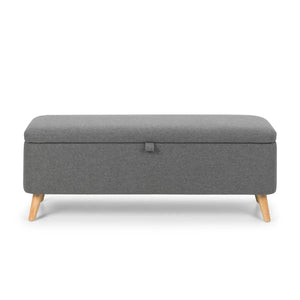 Julian Bowen Astrid Grey Linen Blanket Storage Box with Soft Close Lid - Sleek Furniture