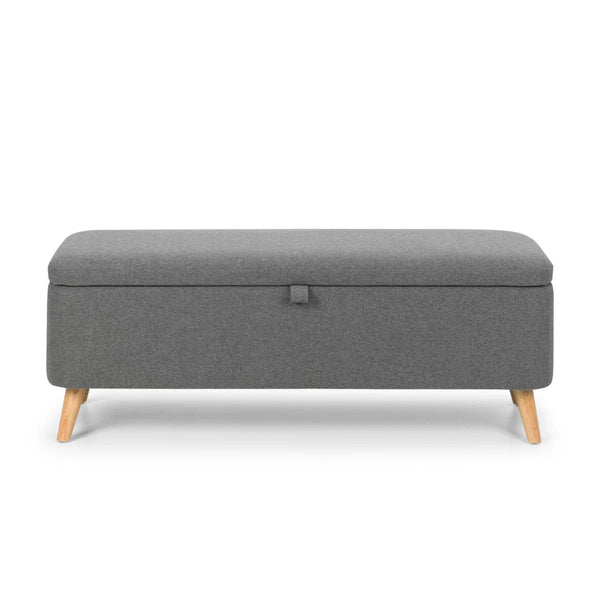 Julian Bowen Astrid Grey Linen Blanket Storage Box with Soft Close Lid - Sleek Furniture