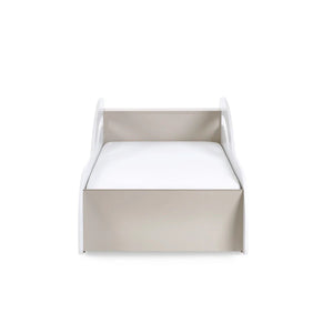 Julian Bowen Atlantis Toddler Car Bed – White & Taupe Kids Racing Bed Frame for 70 x 140cm Cot Bed Mattress - Sleek Furniture