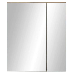 Julian Bowen Austin Mirrored Bathroom Wall Cabinet with Double Shelf Storage, Natural Wood Finish, 60 x 20 x 70cm - Sleek Furniture