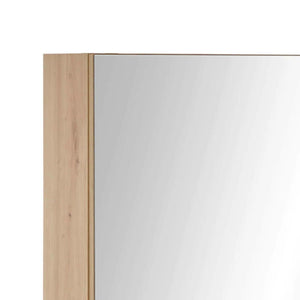Julian Bowen Austin Mirrored Bathroom Wall Cabinet with Double Shelf Storage, Natural Wood Finish, 60 x 20 x 70cm - Sleek Furniture