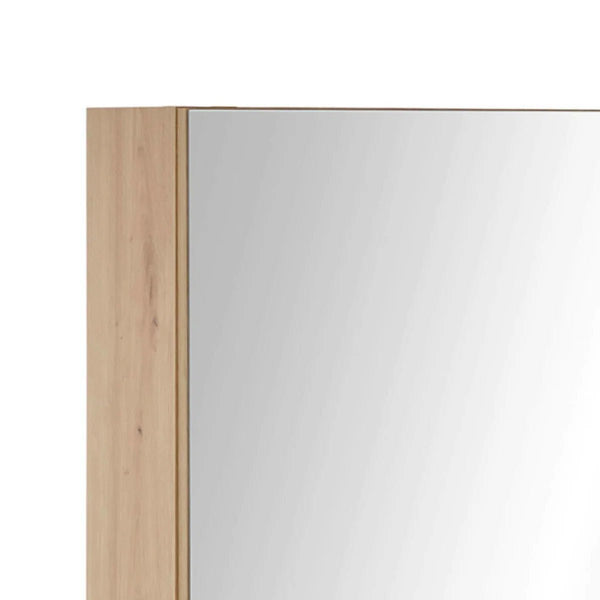 Julian Bowen Austin Mirrored Bathroom Wall Cabinet with Double Shelf Storage, Natural Wood Finish, 60 x 20 x 70cm - Sleek Furniture