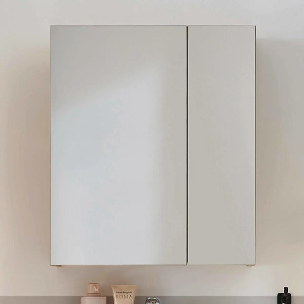 Julian Bowen Austin Mirrored Bathroom Wall Cabinet with Double Shelf Storage, Natural Wood Finish, 60 x 20 x 70cm - Sleek Furniture