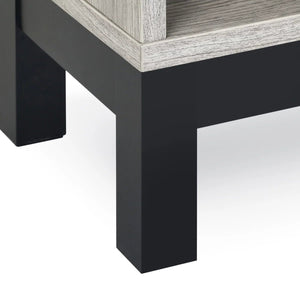 Julian Bowen Bali 1 Drawer Bedside Table – Grey Oak Effect Nightstand with Drawer & Open Shelf, Black Metal Legs, Industrial Bedroom Side Table - Sleek Furniture