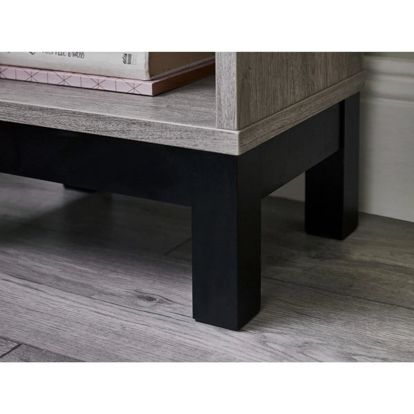 Julian Bowen Bali 1 Drawer Bedside Table – Grey Oak Effect Nightstand with Drawer & Open Shelf, Black Metal Legs, Industrial Bedroom Side Table - Sleek Furniture