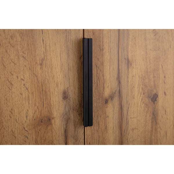 Julian Bowen Bali 2 Door 1 Drawer Wardrobe with Shelf – Oak Effect Industrial Bedroom Storage Cabinet - Sleek Furniture