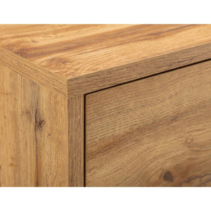 Julian Bowen Bali 2 Drawer Bedside Table – Oak Effect Nightstand with 2 Storage Drawers, Black Metal Legs & Handles, Modern Industrial Bedroom Furniture - Sleek Furniture