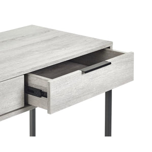 Julian Bowen Bali 2 Drawer Dressing Table Desk with Grey Oak Finish & Black Metal Legs - Sleek Furniture