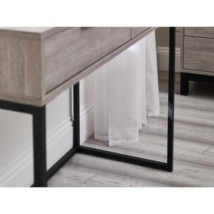 Julian Bowen Bali 2 Drawer Dressing Table Desk with Grey Oak Finish & Black Metal Legs - Sleek Furniture