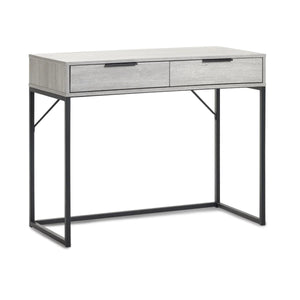 Julian Bowen Bali 2 Drawer Dressing Table Desk with Grey Oak Finish & Black Metal Legs - Sleek Furniture