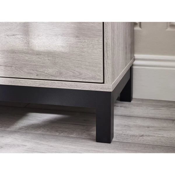 Julian Bowen Bali 4 Drawer Chest Grey Oak Industrial Storage Cabinet - Sleek Furniture