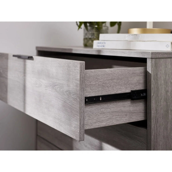 Julian Bowen Bali 4 Drawer Chest Grey Oak Industrial Storage Cabinet - Sleek Furniture