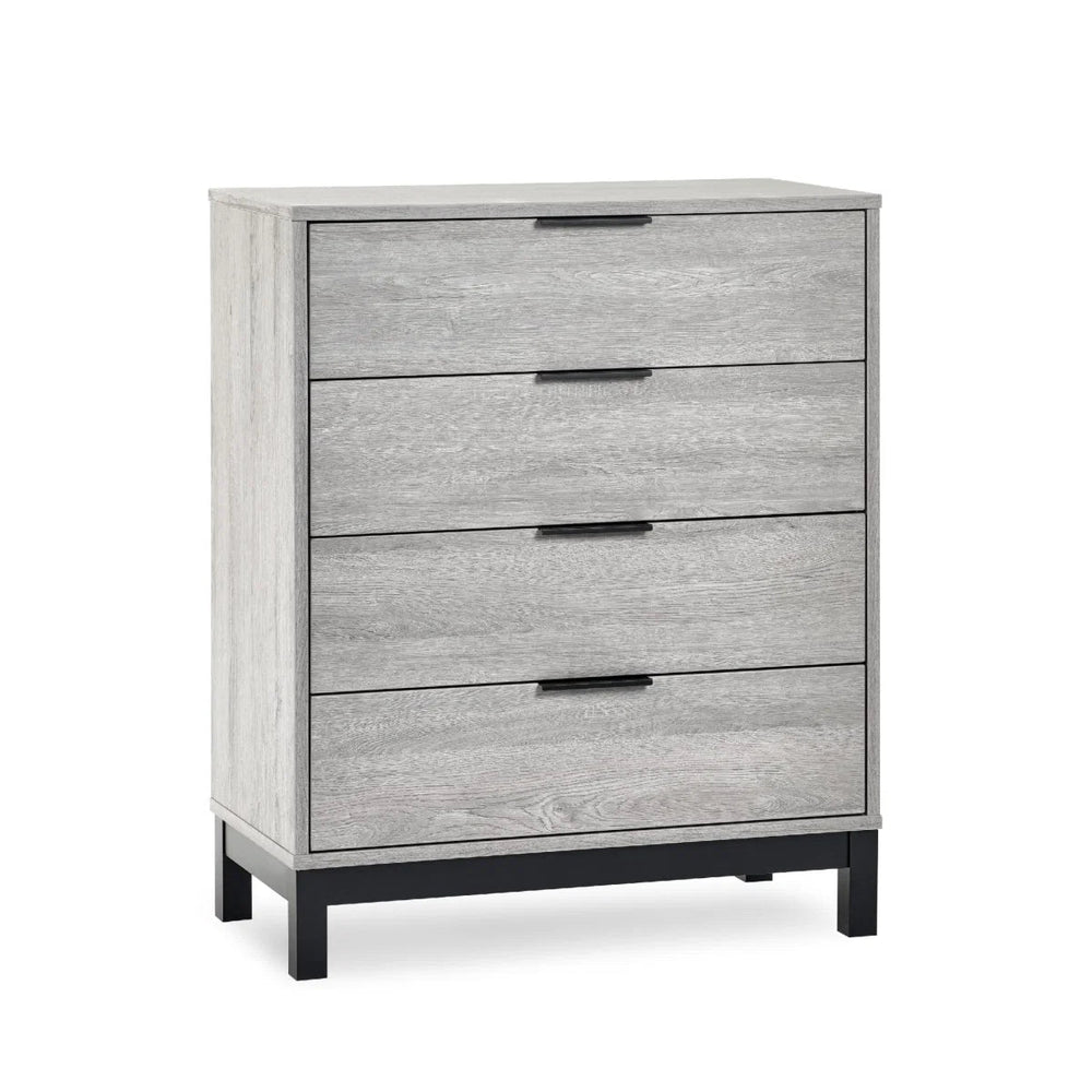 Julian Bowen Bali 4 Drawer Chest Grey Oak Industrial Storage Cabinet - Sleek Furniture
