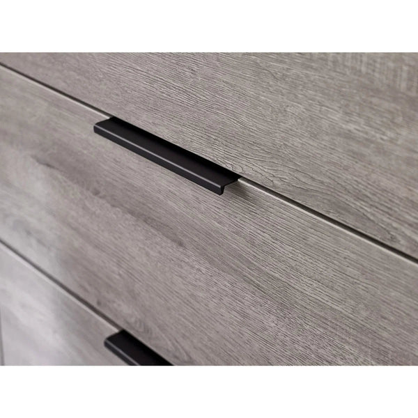 Julian Bowen Bali 6 Drawer Wide Chest – Grey Oak Industrial Chest of Drawers with Black Handles & Legs - Sleek Furniture