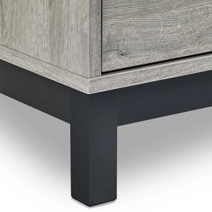 Julian Bowen Bali 6 Drawer Wide Chest – Grey Oak Industrial Chest of Drawers with Black Handles & Legs - Sleek Furniture