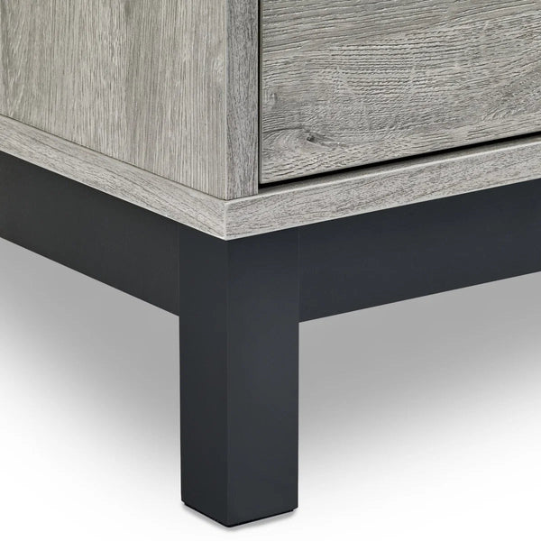 Julian Bowen Bali 6 Drawer Wide Chest – Grey Oak Industrial Chest of Drawers with Black Handles & Legs - Sleek Furniture