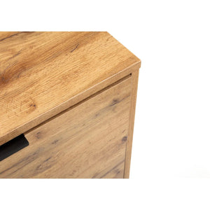Julian Bowen Bali 6 Drawer Wide Chest of Drawers in Oak Effect with Black Legs & Rattan Drawer Fronts | Industrial Bedroom Storage Cabinet - Sleek Furniture