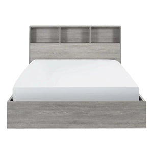 Julian Bowen Bali Grey Oak Ottoman Storage Bed with Bookcase Headboard & Gas Lift Storage – Single Bed Frame - Sleek Furniture