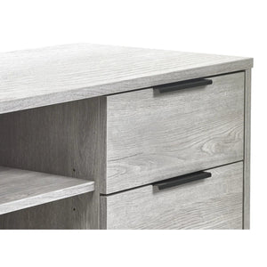 Julian Bowen Bali Grey Oak TV Unit with Cupboard, 2 Drawers & Open Shelving | Industrial Entertainment Stand - Sleek Furniture