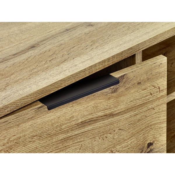 Julian Bowen Bali Oak TV Unit with Cupboard, 2 Drawers & Black Metal Legs - Sleek Furniture