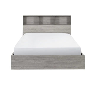 Julian Bowen Bali Ottoman Storage Bed with Bookcase Headboard - Grey Oak Finish - Sleek Furniture