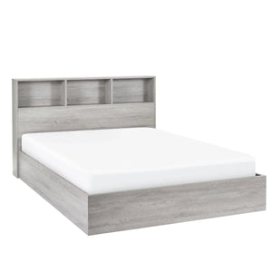 Julian Bowen Bali Ottoman Storage Bed with Bookcase Headboard - Grey Oak Finish - Sleek Furniture