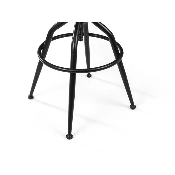 Julian Bowen Barbican Industrial Adjustable Faux Leather Barstool – Brown & Black Metal Swivel Kitchen Counter Stool - Sleek Furniture