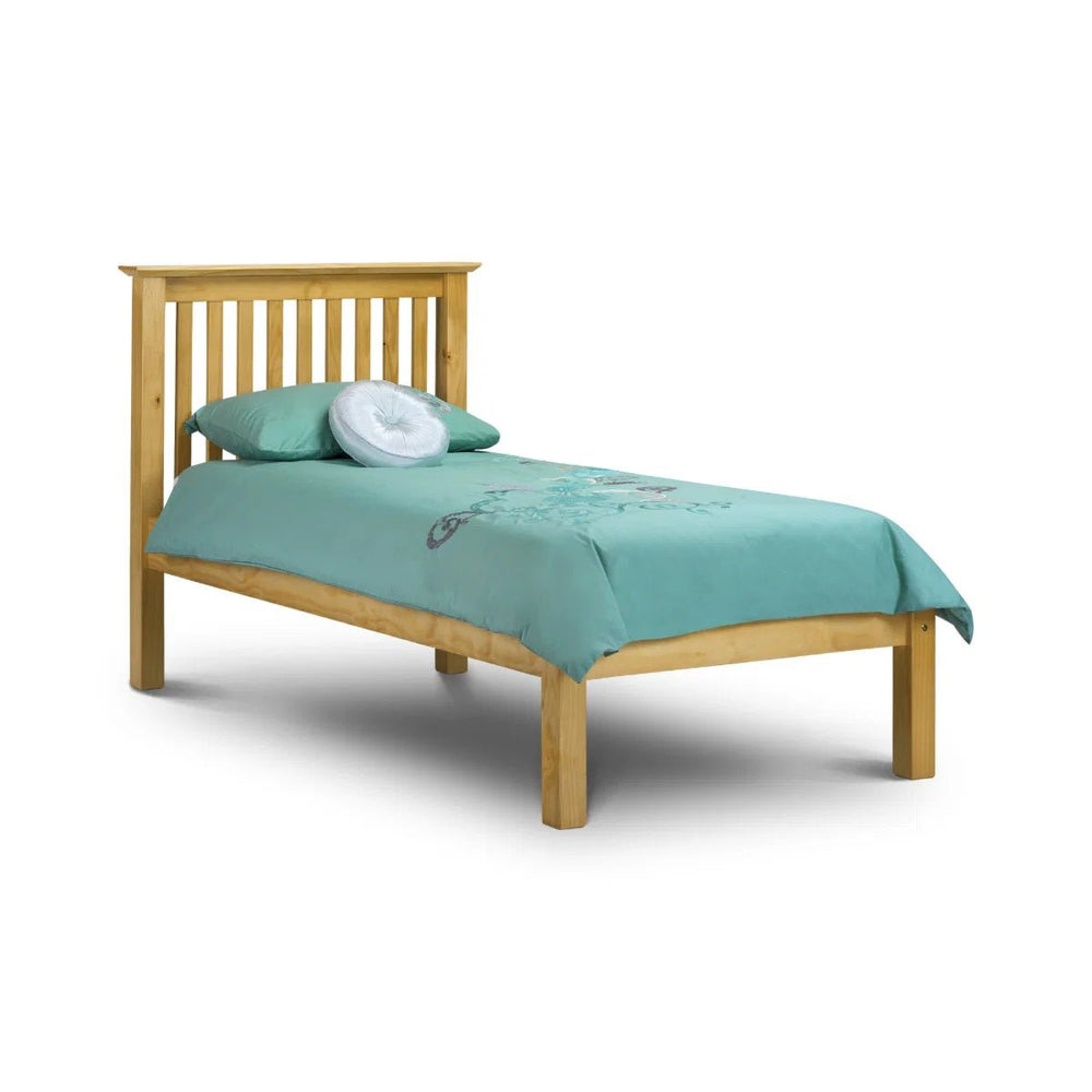 Julian Bowen Barcelona 90cm Small Double Antique Pine Low Foot End Wooden Bed Frame - Sleek Furniture