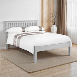 Julian Bowen Barcelona Dove Grey Shaker Wooden Bed Frame with Solid Pine Slatted Base - Sleek Furniture