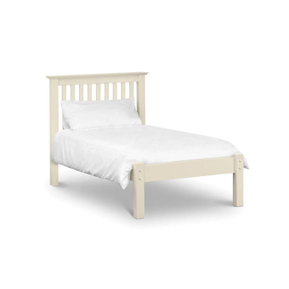 Julian Bowen Barcelona Low Foot End Bed Frame in Stone White – Solid Pine & MDF Wooden Shaker Style Bed with Slatted Base - Sleek Furniture