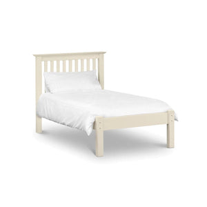 Julian Bowen Barcelona Low Foot End Bed Frame in Stone White – Solid Pine & MDF Wooden Shaker Style Bed with Slatted Base - Sleek Furniture