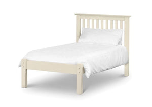 Julian Bowen Barcelona Low Foot End Bed Frame in Stone White – Solid Pine & MDF Wooden Shaker Style Bed with Slatted Base - Sleek Furniture