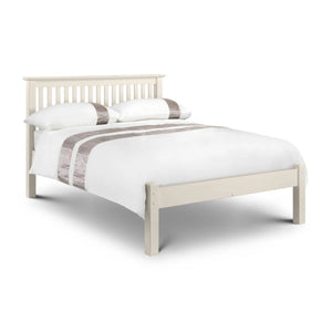 Julian Bowen Barcelona Stone White Shaker Wooden Bed Frame 120cm Small Double with Solid Pine Slatted Base - Sleek Furniture