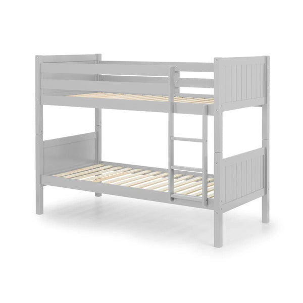 Julian Bowen Bella Wooden Bunk Bed – Solid Pine & MDF Frame, Space-Saving Design with Safety Rails & Ladder, White, Anthracite or Dove Grey - Sleek Furniture